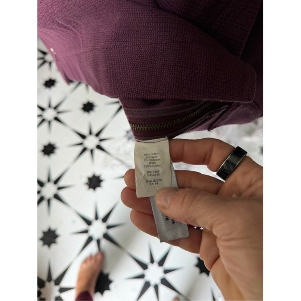 Madewell Women's Long Sleeve Crewneck Top in Deep Plum W/Zipper Accents Size S - Picture 6 of 9